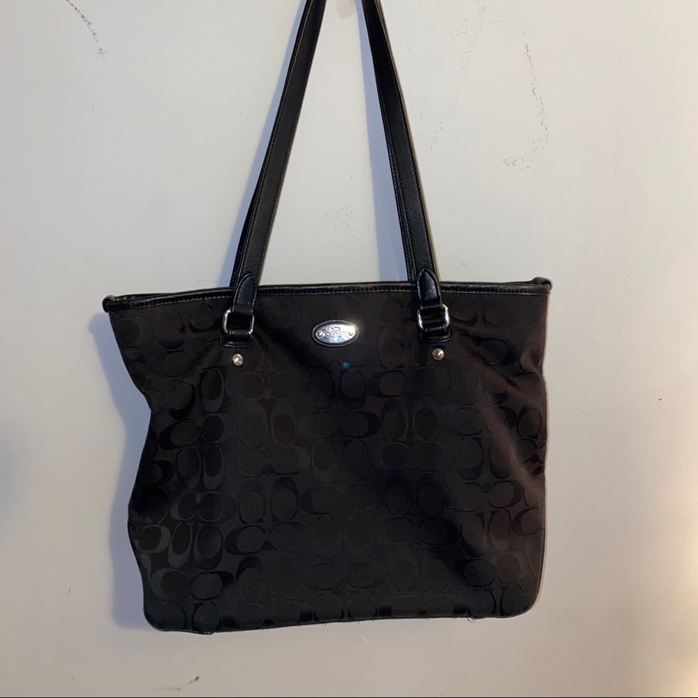 Black coach shoulder tote